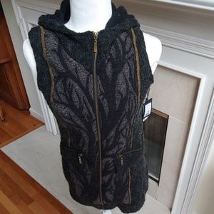 Gabby Mix Media Black Grey WoolBlend Vest